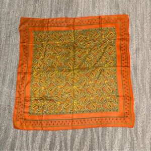 Vintage Unbranded Satin Multicolor Large Paisley Square Scarf 25.25”x26”